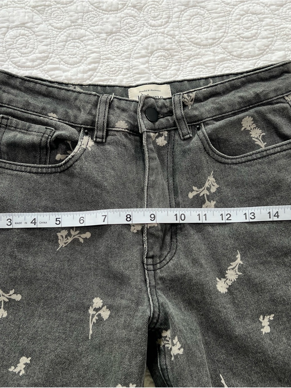 Bohme jeans women’s small black wide leg floral print Relaxed boho whimsigoth - Picture 8 of 16